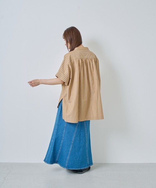 Kelen（ケレン）の「「KELEN / ケレン」フラワーレース刺繍ストライプブラウス（シャツ/ブラウス・レディース・ライトベージュ/サックスブルー/ベージュ・S/M）」の15枚目の写真