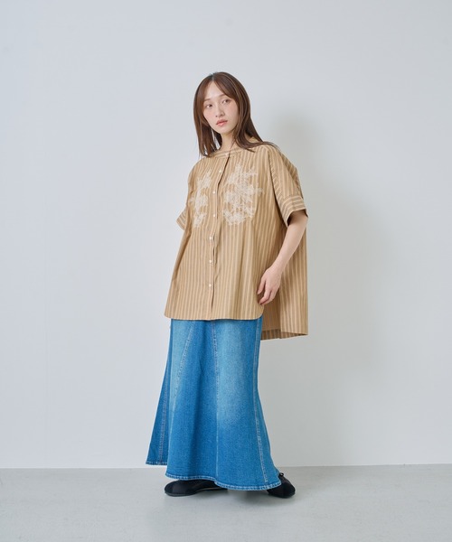 Kelen（ケレン）の「「KELEN / ケレン」フラワーレース刺繍ストライプブラウス（シャツ/ブラウス・レディース・ライトベージュ/サックスブルー/ベージュ・S/M）」の17枚目の写真