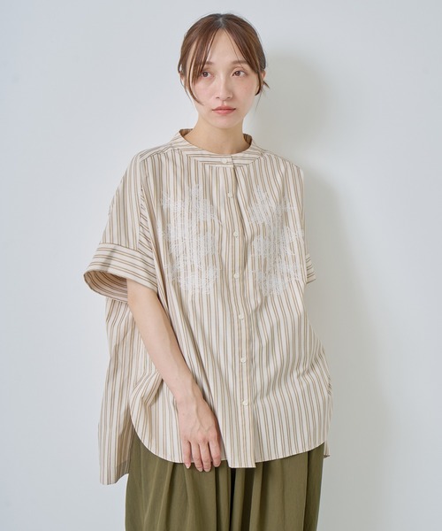 Kelen（ケレン）の「「KELEN / ケレン」フラワーレース刺繍ストライプブラウス（シャツ/ブラウス・レディース・ライトベージュ/サックスブルー/ベージュ・S/M）」の19枚目の写真