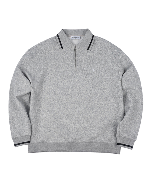 SELITIO(セレティオ)の「ラインポイントハーフジップスウェットグレー(スウェット・メンズ・グレー・MEDIUM/LARGE/X-LARGE)」の1枚目の写真