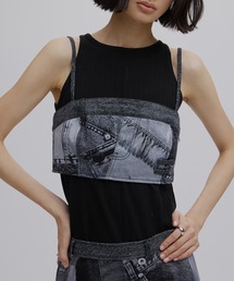 Ameri(�A����)��DENIM PATCHWORK PRINT BUSTIER(�`���[�u�g�b�v)