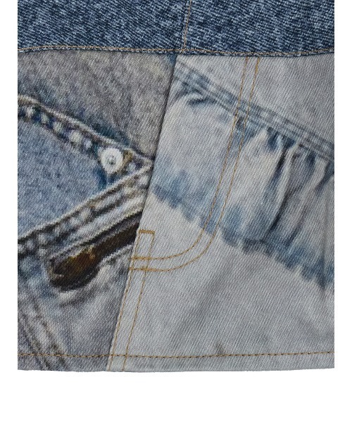 Ameri（アメリ）の「DENIM PATCHWORK PRINT BUSTIER（チューブトップ・レディース・ブラック/ブルー・SMALL/MEDIUM）」の11枚目の写真