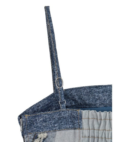 Ameri（アメリ）の「DENIM PATCHWORK PRINT BUSTIER（チューブトップ・レディース・ブラック/ブルー・SMALL/MEDIUM）」の15枚目の写真