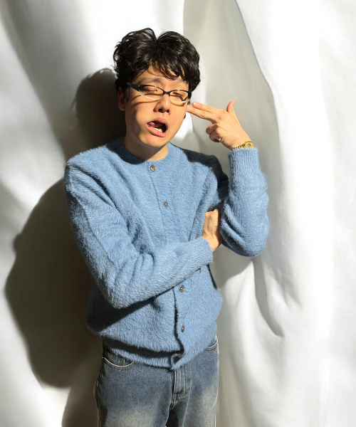 BORN SLIPPY(ボーンスリッピー)の「Soft Angora Round Neck Cardigan (Blue)(カーディガン/ボレロ・メンズ・その他・FREE)」の3枚目の写真