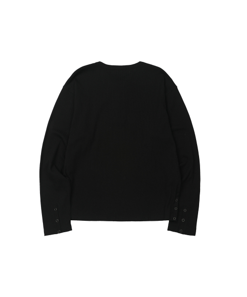 SECONDMONO（セカンドモノローグ）の「Ribbed Henley Knit Long Sleeve [BLACK]_SETS044BLACK（Tシャツ/カットソー・レディース・その他・SMALL/MEDIUM/LARGE）」の4枚目の写真