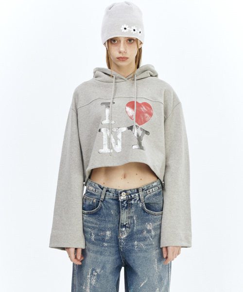 THE GREATEST（ザ　グレイテスト）の「Crop Hoody Grey（パーカー・レディース・その他・FREE）」の2枚目の写真