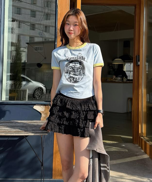 Cavish(カビシ)の「W INVADER RINGER SS TEE BLUE(CV2FMFT511A)(Tシャツ/カットソー・レディース・ブルー・FREE)」の1枚目の写真