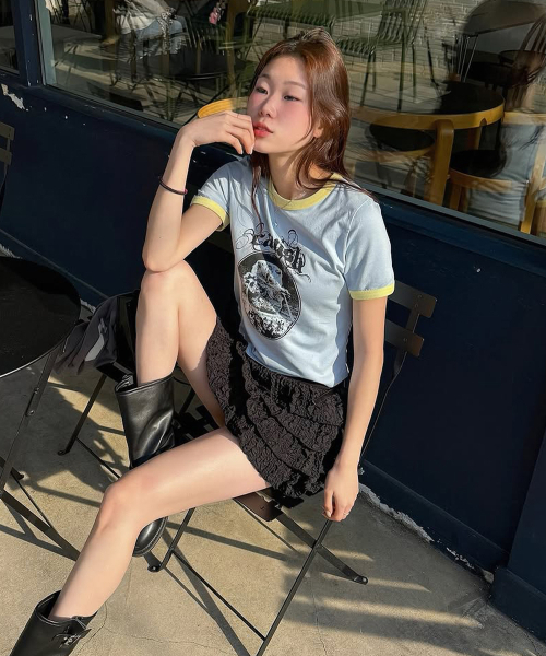 Cavish(カビシ)の「W INVADER RINGER SS TEE BLUE(CV2FMFT511A)(Tシャツ/カットソー・レディース・ブルー・FREE)」の2枚目の写真