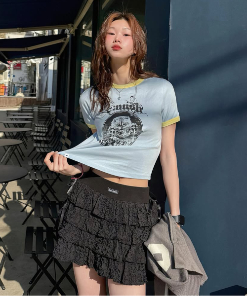 Cavish(カビシ)の「W INVADER RINGER SS TEE BLUE(CV2FMFT511A)(Tシャツ/カットソー・レディース・ブルー・FREE)」の3枚目の写真