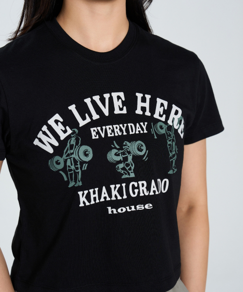 KHAKI GRADO(カーキグラド)の「リフティングハウス クロップ半袖Tシャツ (ブラック)(Tシャツ/カットソー・レディース・その他・SMALL/MEDIUM/LARGE)」の2枚目の写真