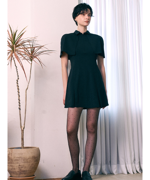 BERMUDAGRASS(バミューダグラス)の「ケープ脱着スリーブレスワンピース-BLACK(ワンピース・レディース・その他・SMALL/MEDIUM)」の1枚目の写真