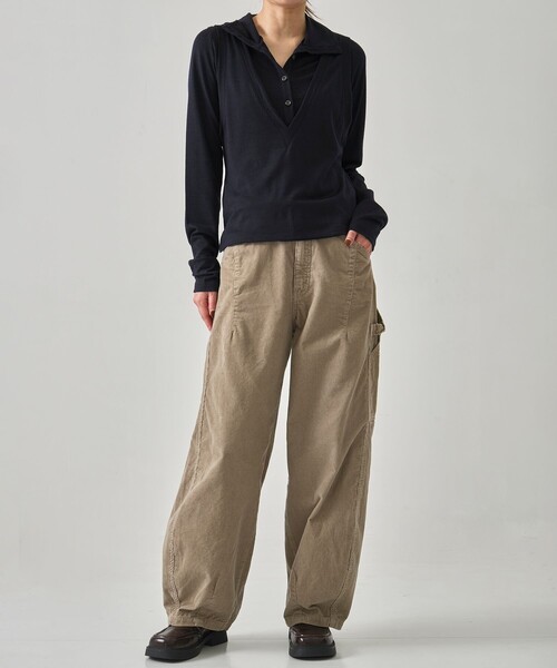 PUBLIC TOKYO（パブリックトウキョウ）の「コーデュロイペインターパンツ（チノパンツ・レディース・ベージュ/ネイビー・1/2）」の21枚目の写真