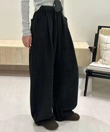 裏フリースギャザーワイドパンツ