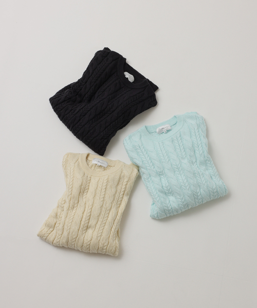 UNFOLLOW（アンフォロー）の「【FOLL / フォル】superfine cotton cable sweater（ニット/セーター・メンズ・ブルー系その他/グレー/アイボリー・3/2）」の4枚目の写真