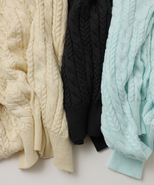 UNFOLLOW（アンフォロー）の「【FOLL / フォル】superfine cotton cable sweater（ニット/セーター・メンズ・ブルー系その他/グレー/アイボリー・3/2）」の5枚目の写真