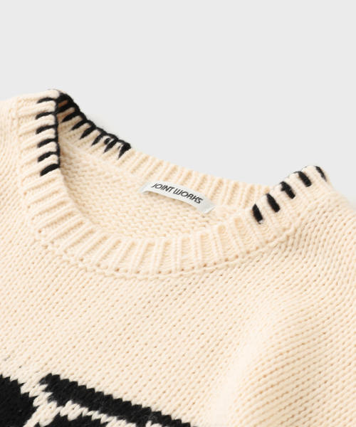 JOINT WORKS（ジョイントワークス）の「J ビッグモチーフ ヘビーニット（ニット/セーター・メンズ・ブラック/アイボリー/ブラック系その他・MEDIUM/LARGE）」の9枚目の写真