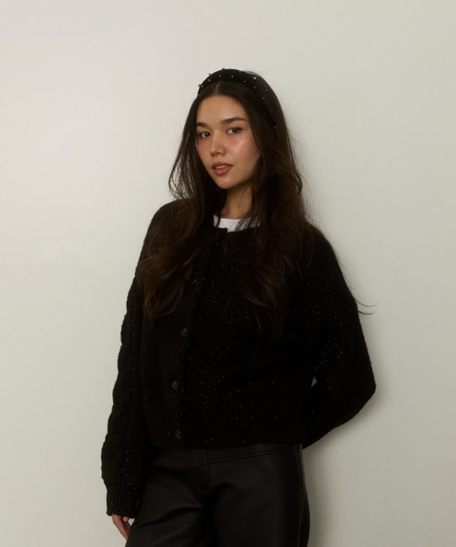 ALEXIA STAM（アリシアスタン）の「Sparkle Two-Way Knit Cardigan /2way ラメニットカーディガン（カーディガン/ボレロ・レディース・グレイッシュベージュ/ブラック/ホワイト・FREE）」の16枚目の写真