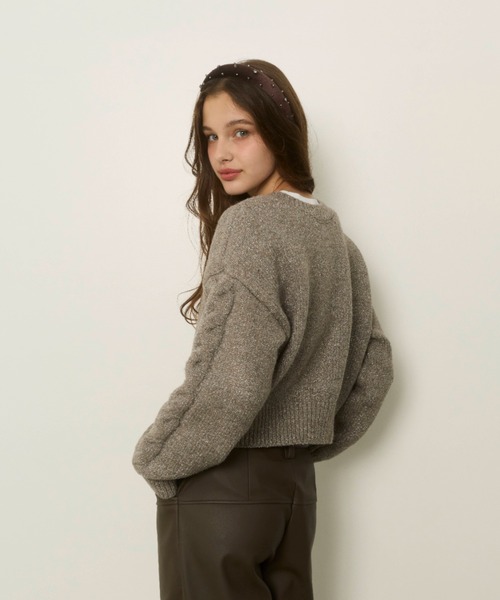 ALEXIA STAM（アリシアスタン）の「Sparkle Two-Way Knit Cardigan /2way ラメニットカーディガン（カーディガン/ボレロ・レディース・グレイッシュベージュ/ブラック/ホワイト・FREE）」の21枚目の写真