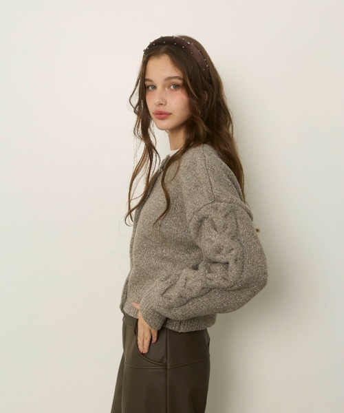 ALEXIA STAM（アリシアスタン）の「Sparkle Two-Way Knit Cardigan /2way ラメニットカーディガン（カーディガン/ボレロ・レディース・グレイッシュベージュ/ブラック/ホワイト・FREE）」の22枚目の写真