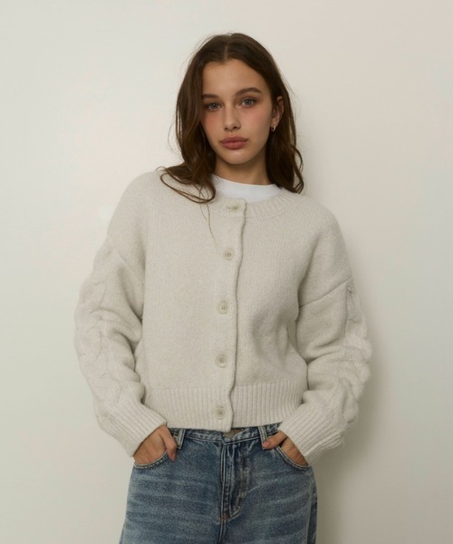 ALEXIA STAM（アリシアスタン）の「Sparkle Two-Way Knit Cardigan /2way ラメニットカーディガン（カーディガン/ボレロ・レディース・グレイッシュベージュ/ブラック/ホワイト・FREE）」の10枚目の写真