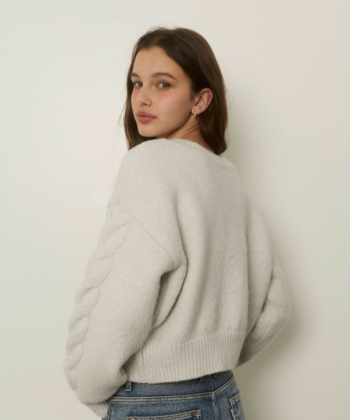 ALEXIA STAM（アリシアスタン）の「Sparkle Two-Way Knit Cardigan /2way ラメニットカーディガン（カーディガン/ボレロ・レディース・グレイッシュベージュ/ブラック/ホワイト・FREE）」の12枚目の写真