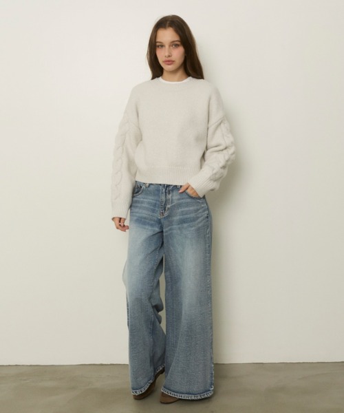 ALEXIA STAM（アリシアスタン）の「Sparkle Two-Way Knit Cardigan /2way ラメニットカーディガン（カーディガン/ボレロ・レディース・グレイッシュベージュ/ブラック/ホワイト・FREE）」の14枚目の写真