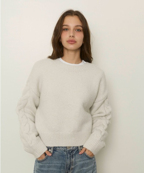 ALEXIA STAM（アリシアスタン）の「Sparkle Two-Way Knit Cardigan /2way ラメニットカーディガン（カーディガン/ボレロ・レディース・グレイッシュベージュ/ブラック/ホワイト・FREE）」の15枚目の写真