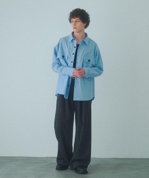 DOOPZ（ドープス）の「BOXY CARGO POCKET TECK SHIRT - ボクシーカーゴポケットテックシャツ（シャツ/ブラウス・メンズ・ブラック/グレー/ブルー・SMALL/MEDIUM/LARGE）」の14枚目の写真