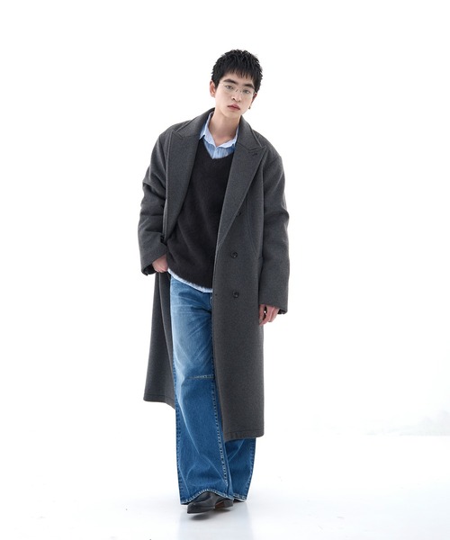 CONZ（コンズ）の「DOUBLE BREASTED CHESTER COAT/ダブルブレストコート/ビーバー加工/CONZ（チェスターコート・メンズ・ダークグレー/ブラック・3/1/2）」の7枚目の写真