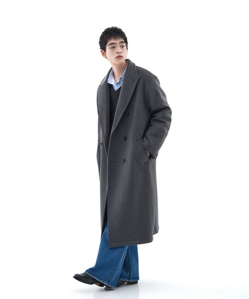 CONZ（コンズ）の「DOUBLE BREASTED CHESTER COAT/ダブルブレストコート/ビーバー加工/CONZ（チェスターコート・メンズ・ダークグレー/ブラック・3/1/2）」の4枚目の写真