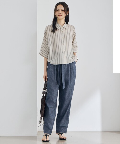 自由区(ジユウク)の「ナチュラルリネン シャツ(シャツ/ブラウス・レディース・ブラウン系/スカイブルー系/ベージュ系1・32)」の8枚目の写真