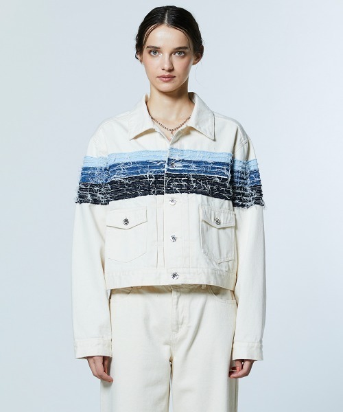 DOUBLE STANDARD CLOTHING(ダブルスタンダードクロージング)の「12.5oz グラデーションデニムジャケット(デニムジャケット・レディース・アイボリー・38/36)」の18枚目の写真