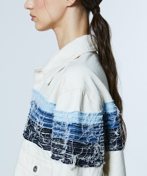 DOUBLE STANDARD CLOTHING(ダブルスタンダードクロージング)の「12.5oz グラデーションデニムジャケット(デニムジャケット・レディース・アイボリー・38/36)」の8枚目の写真