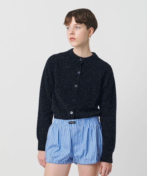 H　BEAUTY&YOUTH UNITED ARROWS（エイチビューティーアンドユースユナイテッドアローズ）の「＜H＞ナイロン スパークル ニット カーディガン（カーディガン/ボレロ・レディース・ネイビー/モカ/ライトブルー・FREE）」の4枚目の写真