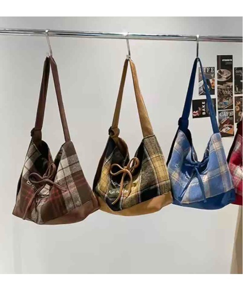 tone(トーン)の「【88eighty-eight】チェック柄リボンリバーシブルカラーショルダーバッグ【import】(MA)(ショルダーバッグ・レディース・イエロー/ブラウン/ブルー・FREE)」の18枚目の写真