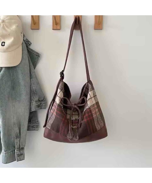tone(トーン)の「【88eighty-eight】チェック柄リボンリバーシブルカラーショルダーバッグ【import】(MA)(ショルダーバッグ・レディース・イエロー/ブラウン/ブルー・FREE)」の5枚目の写真