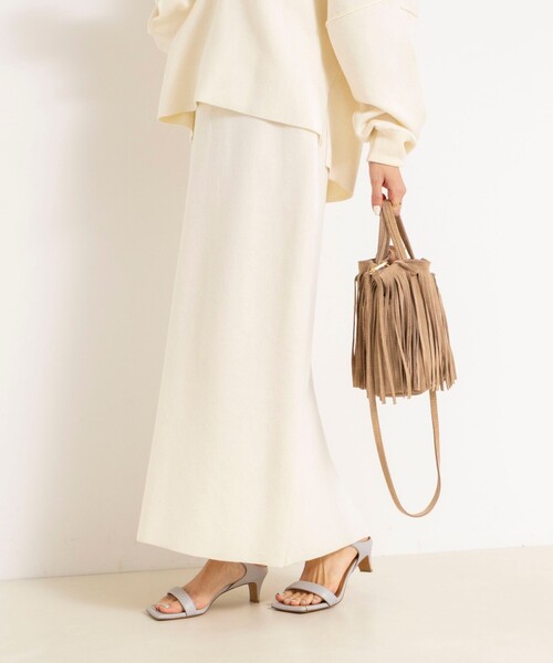 NOLLEY’S（ノーリーズ）の「《手洗い可能》《セットアップ対応》スウェットライク2WAYニットスカート（スカート・レディース・ライトグレー/ブラック/オフホワイト・FREE）」の2枚目の写真