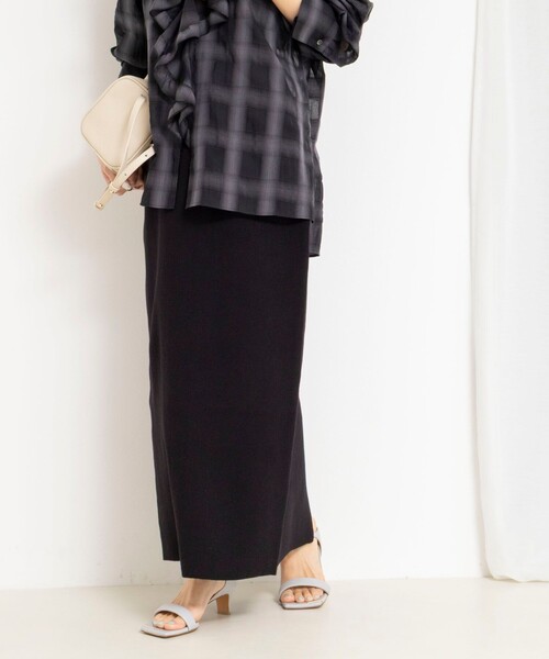 NOLLEY’S（ノーリーズ）の「《手洗い可能》《セットアップ対応》スウェットライク2WAYニットスカート（スカート・レディース・ライトグレー/ブラック/オフホワイト・FREE）」の3枚目の写真