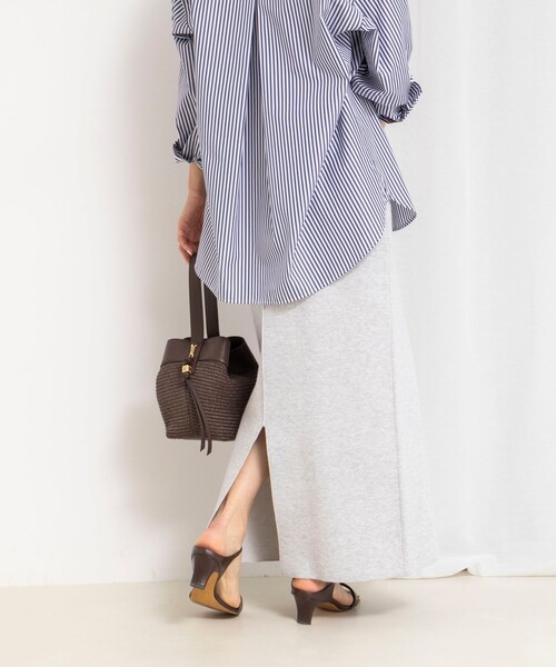 NOLLEY’S（ノーリーズ）の「《手洗い可能》《セットアップ対応》スウェットライク2WAYニットスカート（スカート・レディース・ライトグレー/ブラック/オフホワイト・FREE）」の7枚目の写真