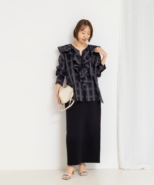 NOLLEY’S（ノーリーズ）の「《手洗い可能》《セットアップ対応》スウェットライク2WAYニットスカート（スカート・レディース・ライトグレー/ブラック/オフホワイト・FREE）」の14枚目の写真