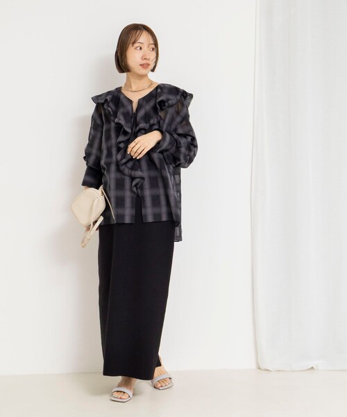 NOLLEY’S（ノーリーズ）の「《手洗い可能》《セットアップ対応》スウェットライク2WAYニットスカート（スカート・レディース・ライトグレー/ブラック/オフホワイト・FREE）」の16枚目の写真