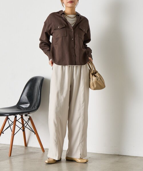 Jena espace merveilleux(ジェナ エスパスメルヴェイユ)の「センターラインワイドパンツ(その他パンツ・レディース・ブラック/ライトグレー/ベージュ・FREE)」の4枚目の写真