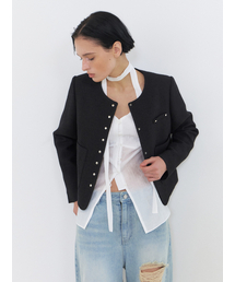 Round Snap Jacket, Black