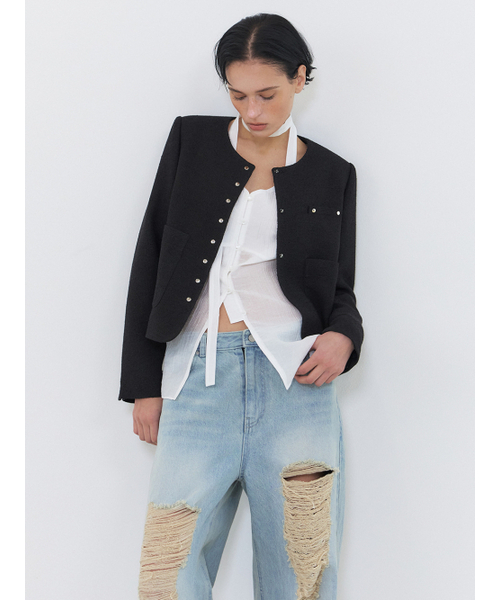 ETMON(エトモン)の「Round Snap Jacket, Black(その他アウター・レディース・その他・S/M)」の2枚目の写真