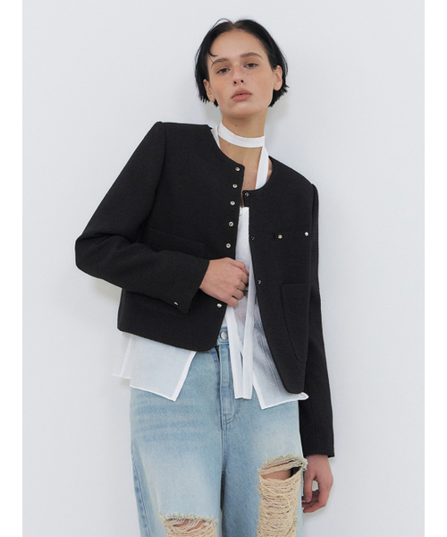 ETMON(エトモン)の「Round Snap Jacket, Black(その他アウター・レディース・その他・S/M)」の5枚目の写真