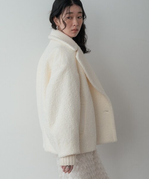 GALLEST（ギャレスト）の「ループボアPコート（ピーコート・レディース・ネイビー/ブラウン系/オフホワイト・38）」の7枚目の写真
