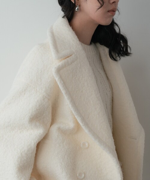 GALLEST（ギャレスト）の「ループボアPコート（ピーコート・レディース・ネイビー/ブラウン系/オフホワイト・38）」の8枚目の写真