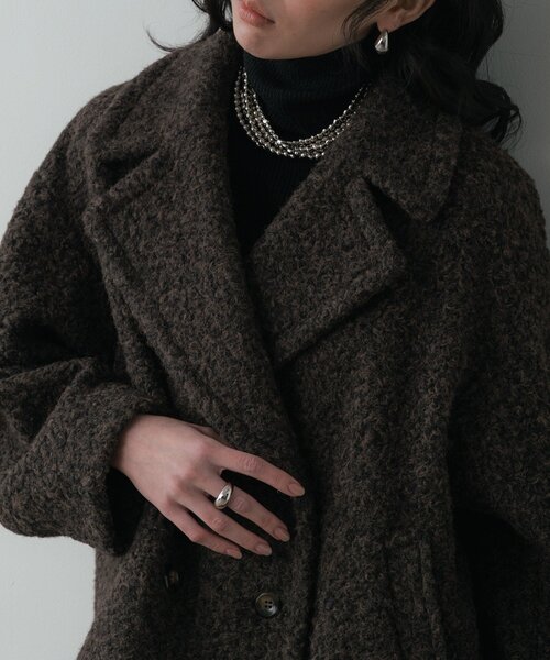 GALLEST（ギャレスト）の「ループボアPコート（ピーコート・レディース・ネイビー/ブラウン系/オフホワイト・38）」の13枚目の写真