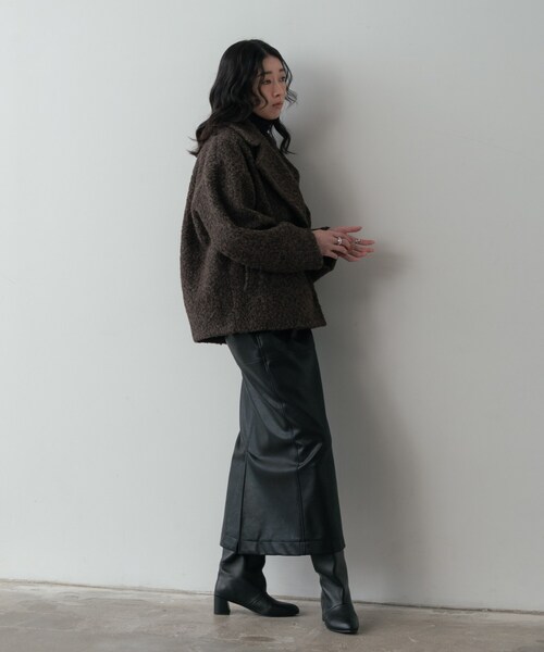 GALLEST（ギャレスト）の「ループボアPコート（ピーコート・レディース・ネイビー/ブラウン系/オフホワイト・38）」の16枚目の写真