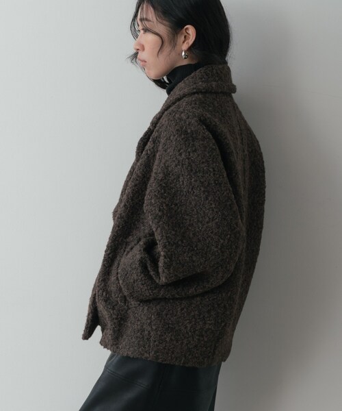 GALLEST（ギャレスト）の「ループボアPコート（ピーコート・レディース・ネイビー/ブラウン系/オフホワイト・38）」の17枚目の写真